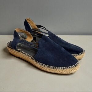 Toni Pons Nuria Espadrilles Sandals Womens Size 8-8.5 Flats Suede Navy Blue EUC